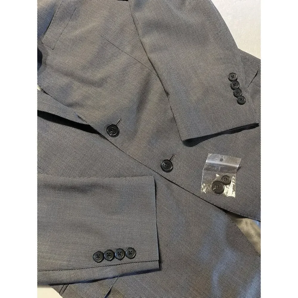 Samuelsohn 40R Black and Gray Birdseye Casual Designer Blazer Sport Jacket